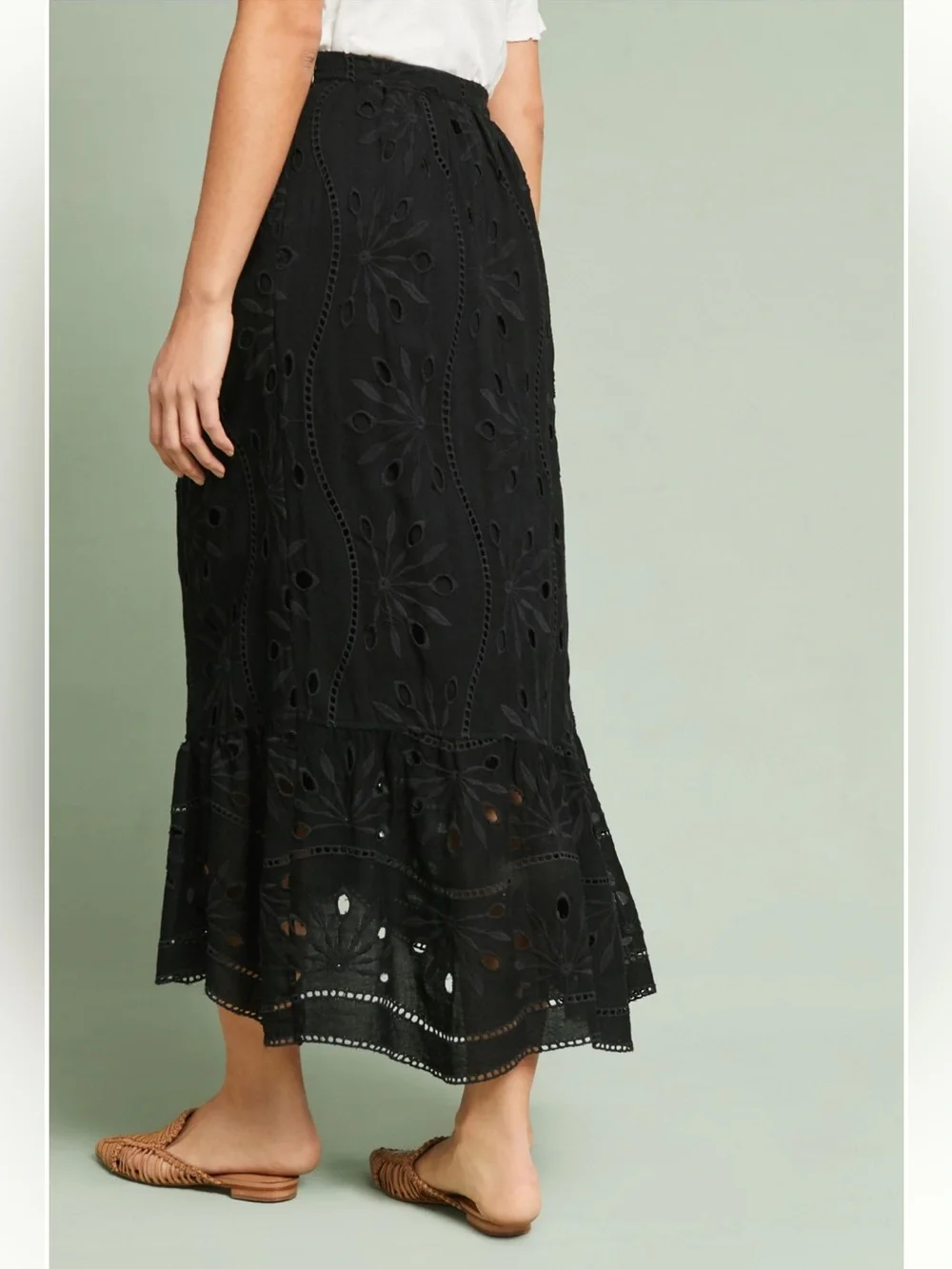 Anthropologie Mauve Eyelet Wrap Skirt - Picture 2 of 13